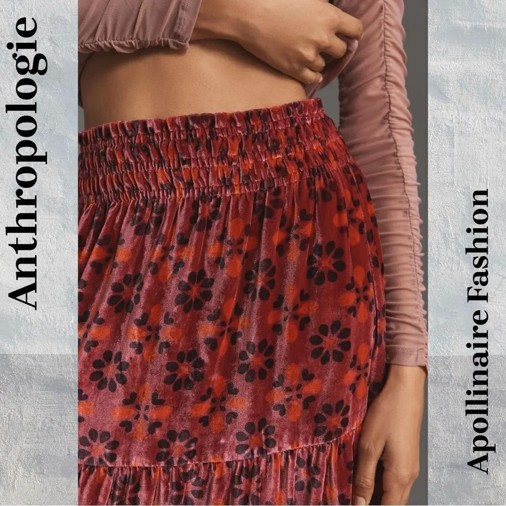 ANTHROPOLOGIE SOMERSET MAXI SKIRT IN PINK COMBO XS NWT